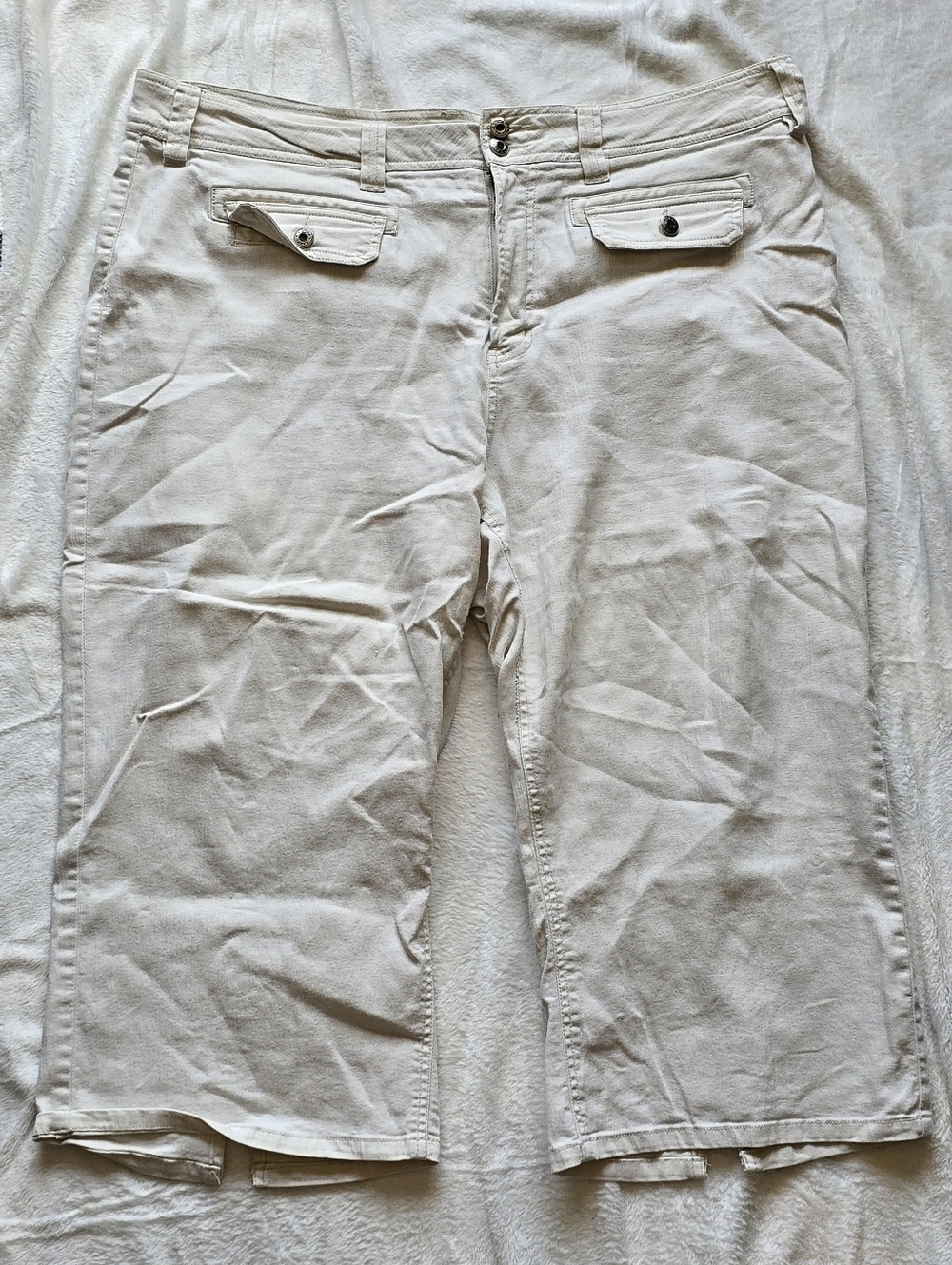 Bailey's Point Women's Plus Size 22w Cream Casual Crop Pants